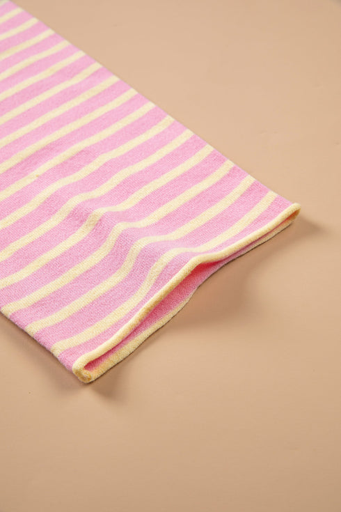 Striped Long Sleeve V Neck Shift Sweater