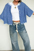 Striped Loose Half Sleeve Knit Button Down Cardigan