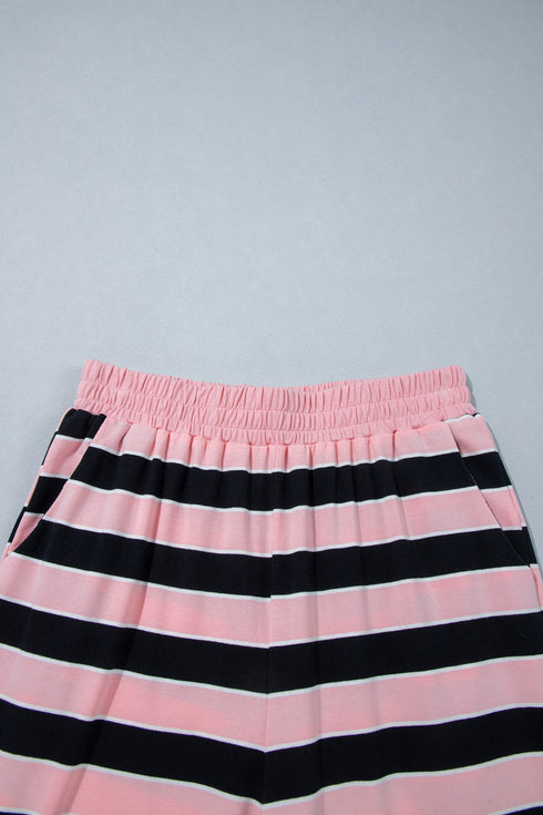 Striped Loose Tee And Relaxed Two Piece Pant Set