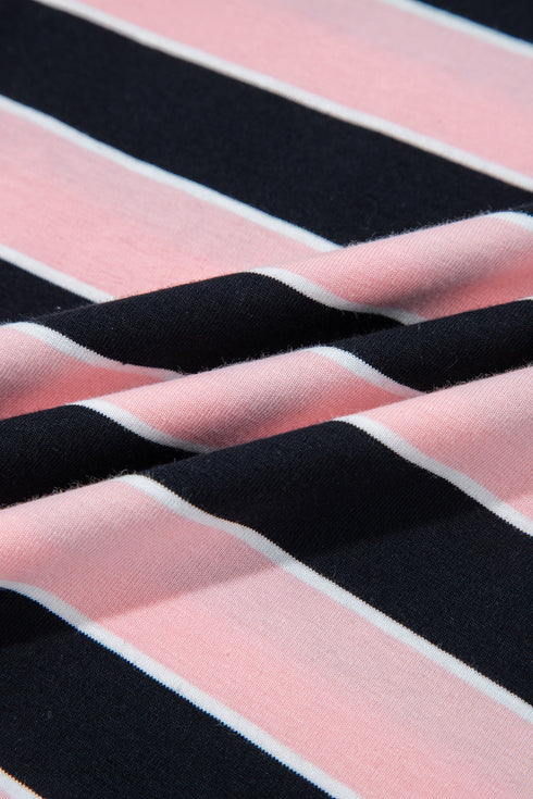 Striped Loose Tee And Relaxed Two Piece Pant Set