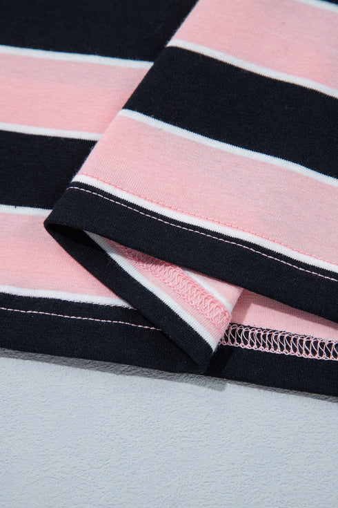 Striped Loose Tee And Relaxed Two Piece Pant Set