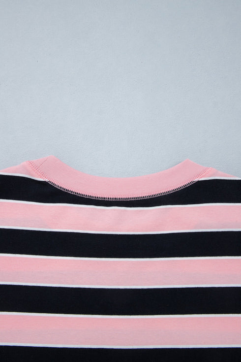 Striped Loose Tee And Relaxed Two Piece Pant Set