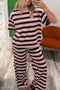 Striped Loose Tee And Relaxed Two Piece Pant Set