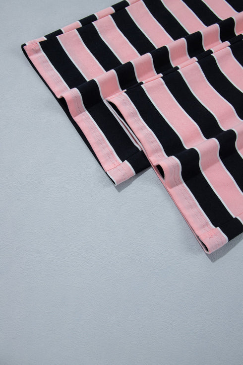 Striped Loose Tee And Relaxed Two Piece Pant Set