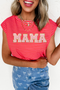 Striped Mama Letter Graphic Relaxed Fit Cap Sleeve Tee