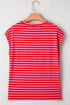 Striped Mama Letter Graphic Relaxed Fit Cap Sleeve Tee