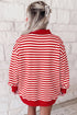 Striped Merry Festive Letter Embroidered Patched Cotton Pullover Sweatshirt
