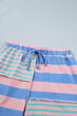 Striped Mixed Patchwork Exposed Seam Loose Short Set