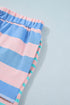 Striped Mixed Patchwork Exposed Seam Loose Short Set