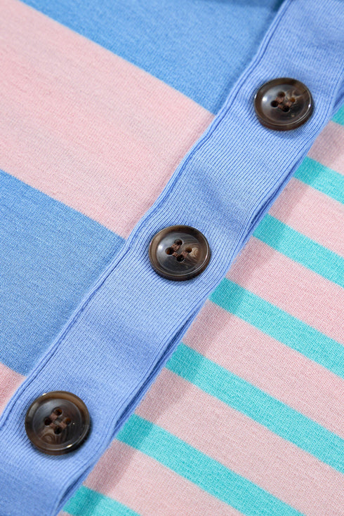 Striped Mixed Patchwork Exposed Seam Loose Short Set