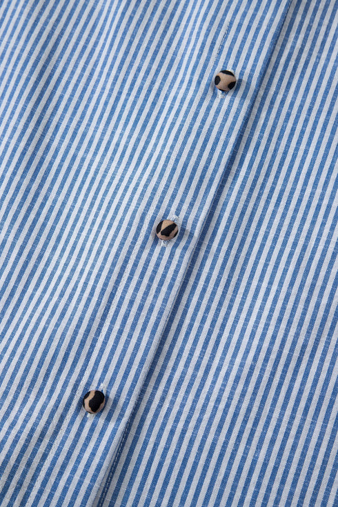 Striped Mixed Print Ruffle Back Detail Shirt