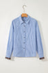 Striped Mixed Print Ruffle Back Detail Shirt
