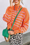 Striped Mock Neck Drop Shoulder Sweater