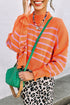Striped Mock Neck Drop Shoulder Sweater