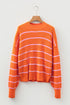 Striped Mock Neck Drop Shoulder Sweater