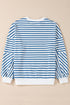Striped Mock Neck Oversized Dolman Sleeve Pullover Sweatshirt