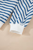 Striped Mock Neck Oversized Dolman Sleeve Pullover Sweatshirt