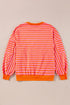Striped Mock Neck Oversized Dolman Sleeve Pullover Sweatshirt
