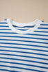 Striped Mock Neck Oversized Dolman Sleeve Pullover Sweatshirt