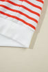 Striped Mock Neck Oversized Dolman Sleeve Pullover Sweatshirt