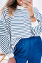 Striped Mock Neck Oversized Dolman Sleeve Pullover Sweatshirt