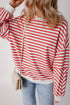 Striped Mock Neck Oversized Dolman Sleeve Pullover Sweatshirt