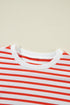 Striped Mock Neck Oversized Dolman Sleeve Pullover Sweatshirt
