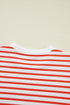 Striped Mock Neck Oversized Dolman Sleeve Pullover Sweatshirt