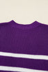 Striped Mock Neck Pocket Detail Short Sleeve Sweater