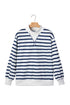 Striped Mock Neck Ribbed Cuff Hem Long Sleeve Sweatshirt