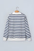 Striped Mock Neck Ribbed Cuff Hem Long Sleeve Sweatshirt