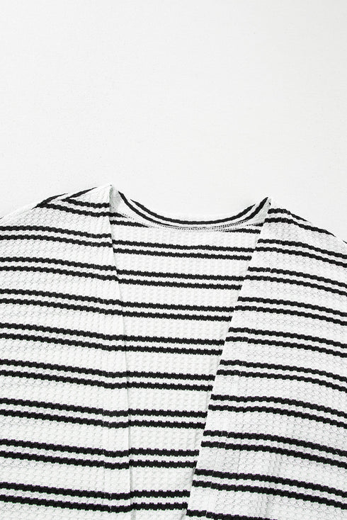 Striped Open Front Long Sleeve Duster Cardigan