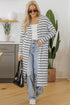 Striped Open Front Long Sleeve Duster Cardigan