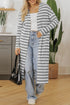 Striped Open Front Long Sleeve Duster Cardigan