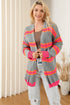 Striped Open Front Long Sleeve Ribbed Knit Cardigan
