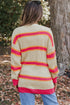 Striped Open Front Long Sleeve Ribbed Knit Cardigan