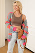 Striped Open Front Long Sleeve Ribbed Knit Cardigan