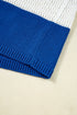 Striped Open Knit Collared Polo Pullover Sweater