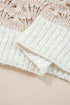 Striped Open Knit Crew Neck Pullover Sweater