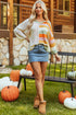 Striped Open Knit V Neck Hooded Sweater