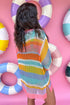 Striped Open Stitch Crew Neck Pullover Sweater