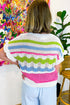 Striped Open Stitch Ruffle Sleeve Knit Top