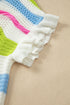 Striped Open Stitch Ruffle Sleeve Knit Top