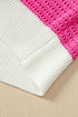 Striped Open Stitch Ruffle Sleeve Knit Top