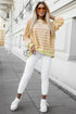Striped Overlap Detail V-Neck Drop Shoulder Long Sleeve Pullover Sweatshirt