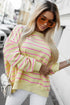 Striped Overlap Detail V-Neck Drop Shoulder Long Sleeve Pullover Sweatshirt