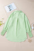 Striped Oversized Button Front Smocked Cuff Shirt