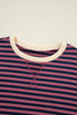 Striped Oversized Drop Shoulder Crew Neck Pullover Sweatshirt