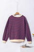 Striped Oversized Drop Shoulder Crew Neck Pullover Sweatshirt