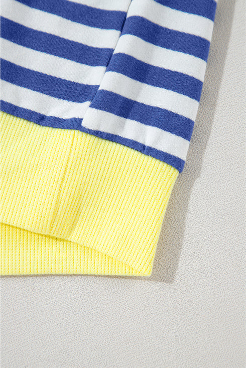 Striped Oversized Drop Shoulder Crew Neck Pullover Sweatshirt